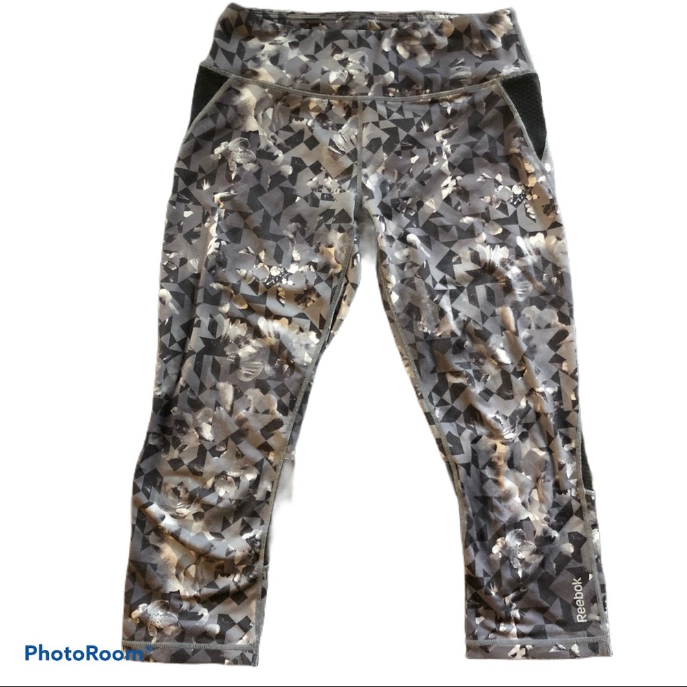 Reebok Grayscale Geometric Floral Workout Pants